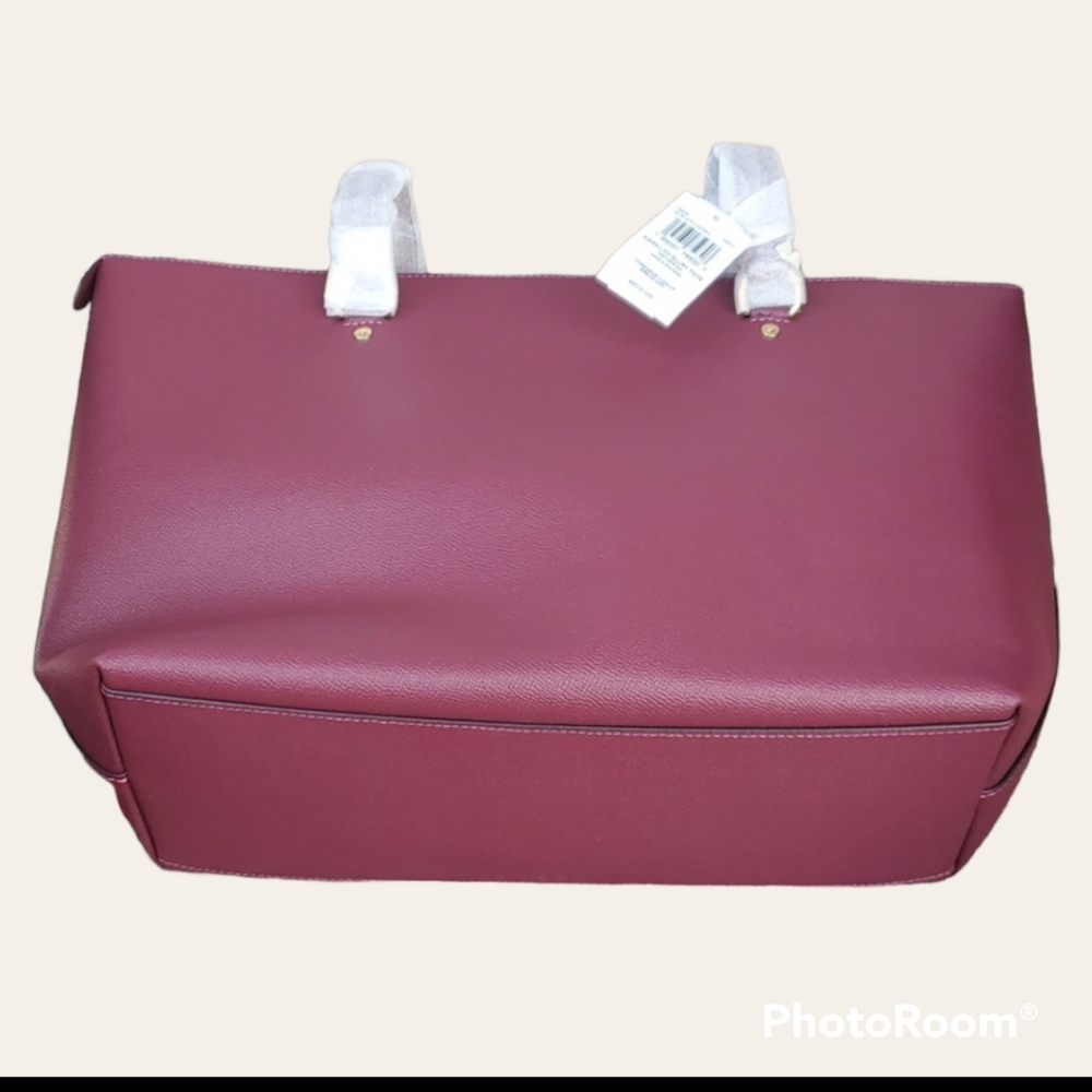 NWT Coach Large Burgundy Crossgrain Leather Gallery Tote - Picture 5 of 10